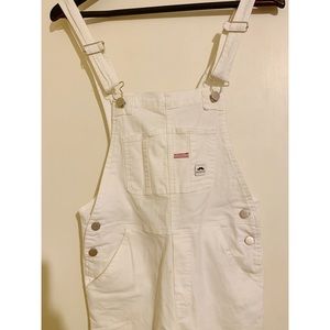 White Straight-Leg Overalls in Tile White